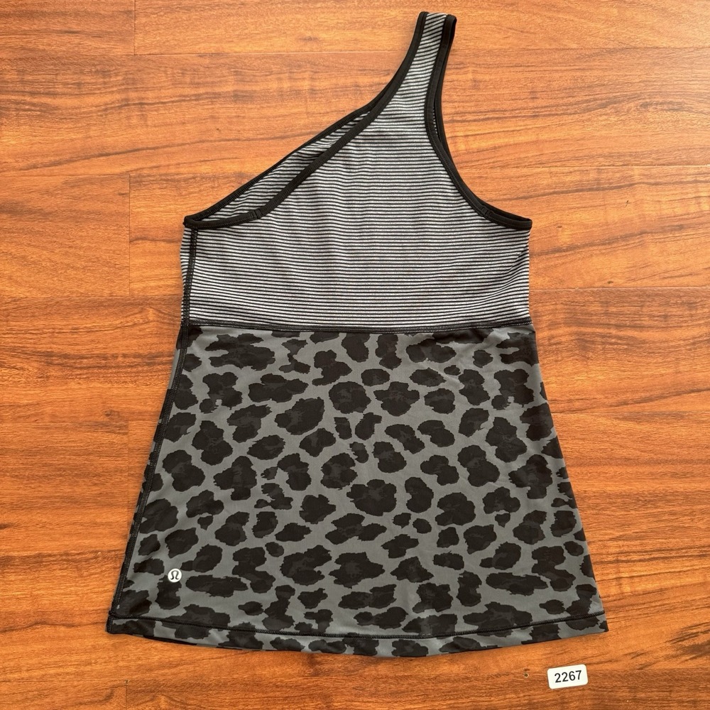 Lululemon Meshed Up Tank Mini Pop Stripe Heathered Slate Black Sz Medium?